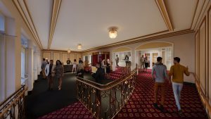The historic lobby and vestibule will be transformed, with a major focus on accessibility for every patron. Plus, the centerpiece of the historic ticket booth.